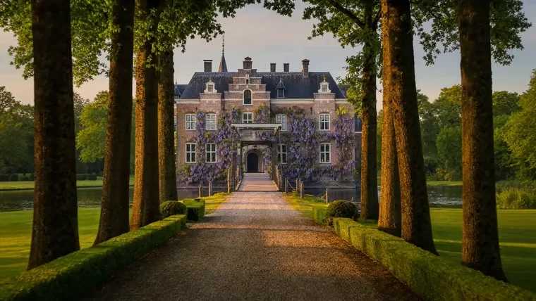 De oprijlaan naar de locatie