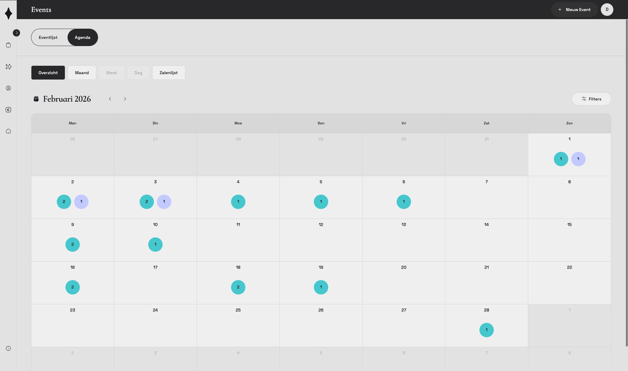 Maand agenda weergave