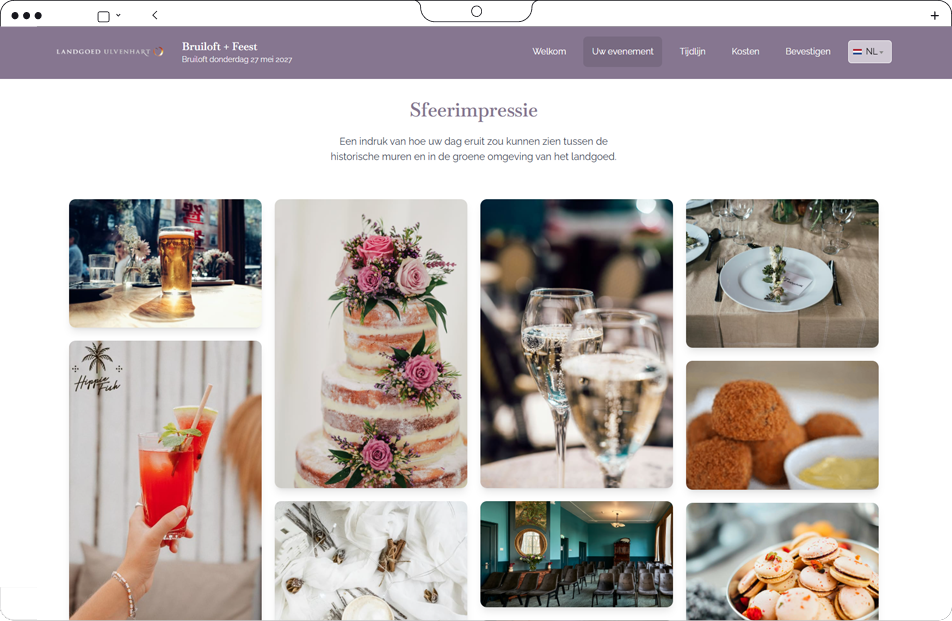 Sfeer proeven pagina van de branded offerte website