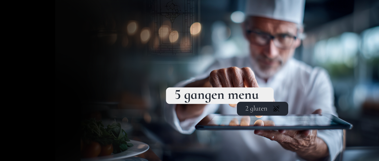 Chef bereidt menu met dieetwensen op tablet